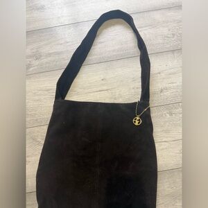 Dark Brown Suede Shoulder Bag Giani Bernini